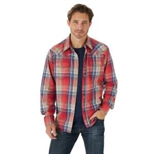 Wrangler Retro Mens Western Shirt Snap Cowboy Rodeo Country Ranch Size L Plaid